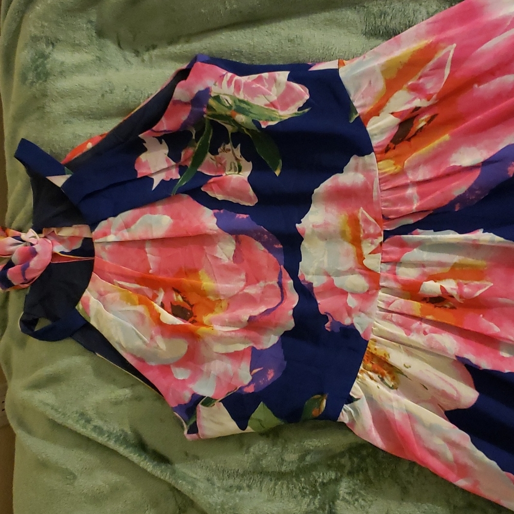 NWOT Gorgeous sleeveless maxi dress, navy/floral